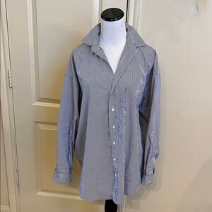 Frank & Eileen Navy and White Striped Shirt